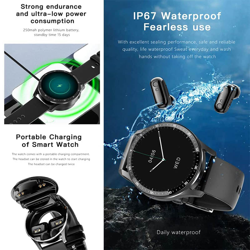 2-in-1 Smartwatch mit Ohrhörern