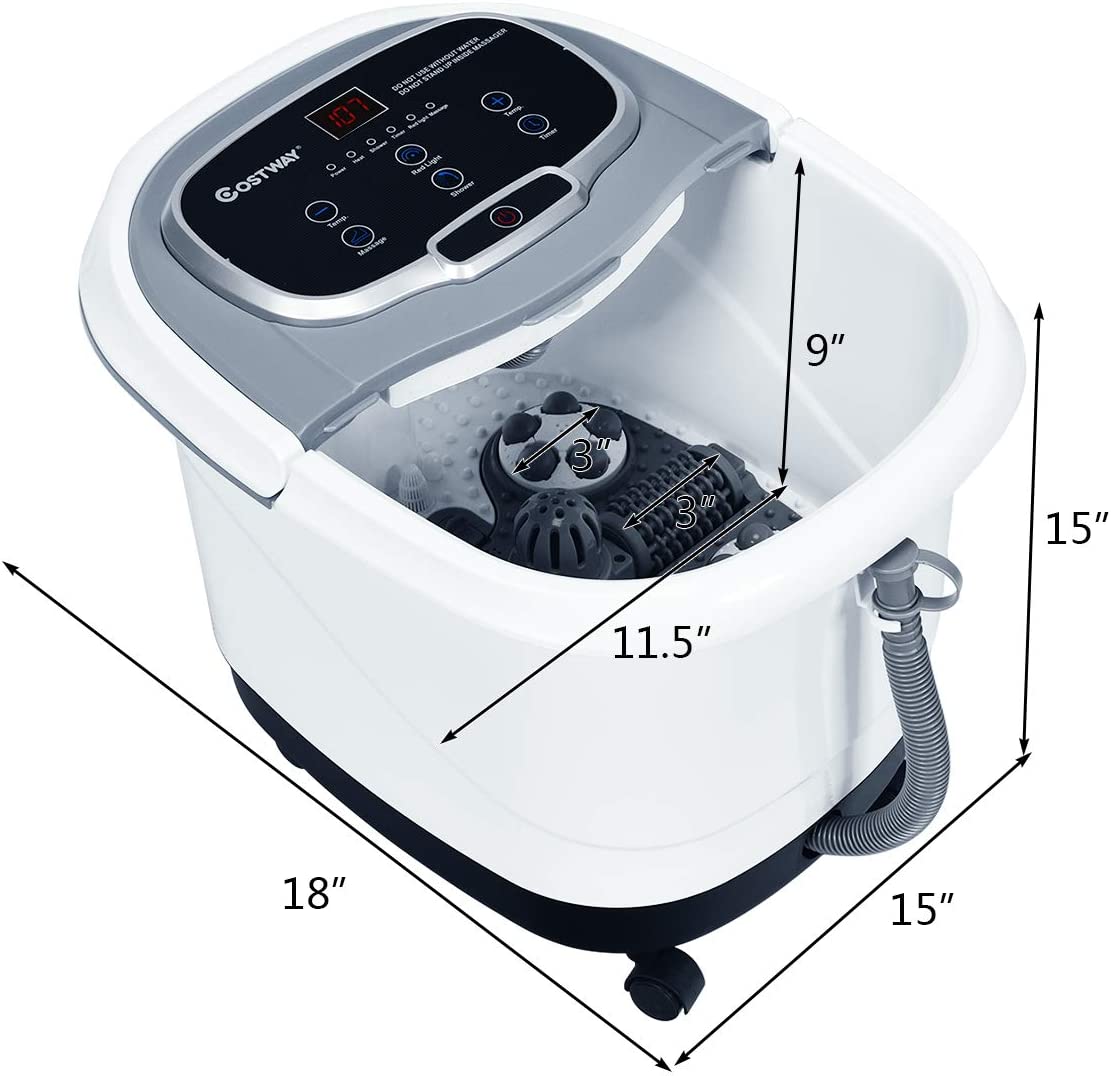 Elektrische Fußbadewanne mit Massage & Heizung – Timer & Rollen