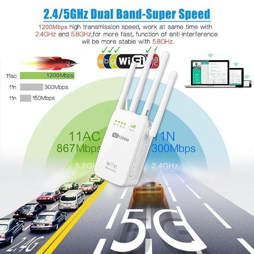 1200Mbps Dual Band 2.4/5G Wireless Reichweitenverlängerer WiFi