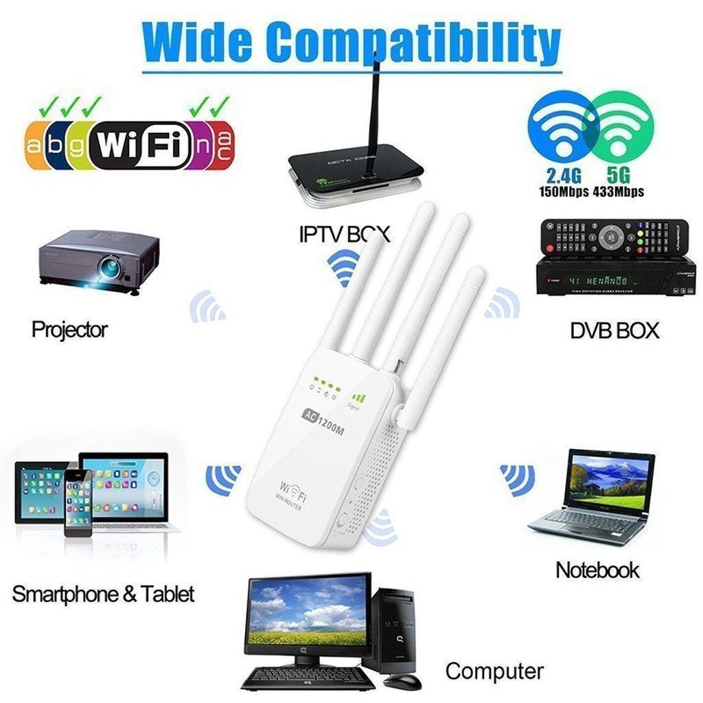 1200Mbps Dual Band 2.4/5G Wireless Reichweitenverlängerer WiFi