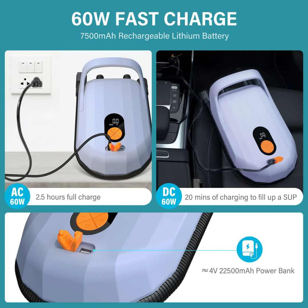 20Psi Elektrische Paddleboard-Pumpe Wiederaufladbar 7500mAh SUP Board Stand Up Paddleboard Pumpe