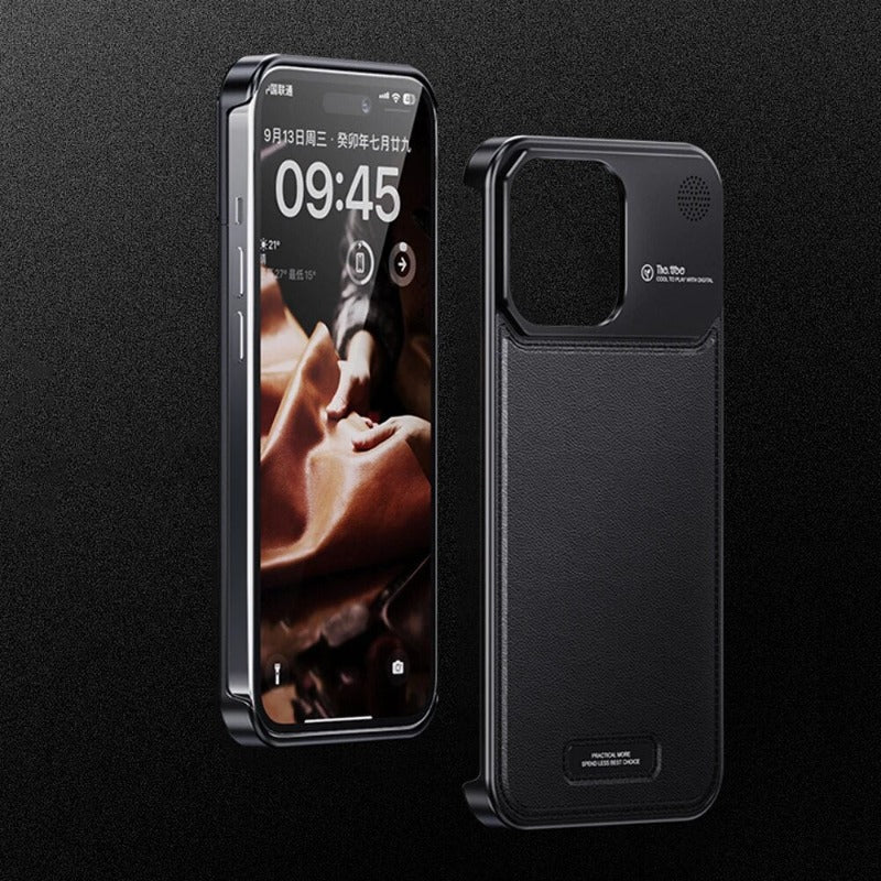 2in1 Aluminiumlegierung Aromatherapie Magnetische Parfümkühlung Leder Handyhülle für iPhone