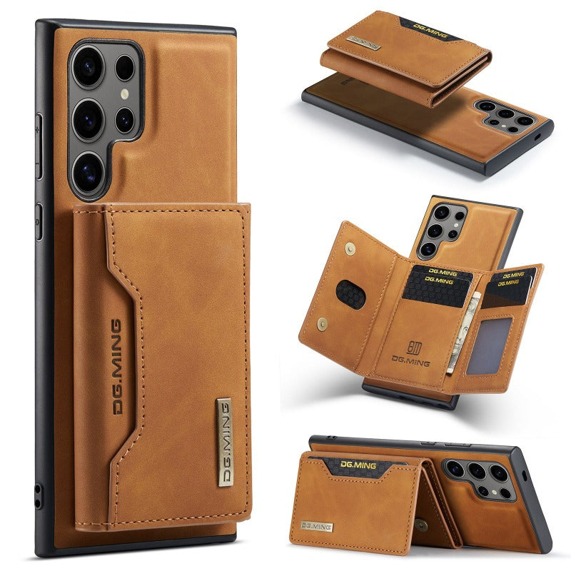 2 in 1 magnetische abnehmbare Leder-Brieftaschenhülle mit Kartenfach für Samsung Galaxy S24 S23