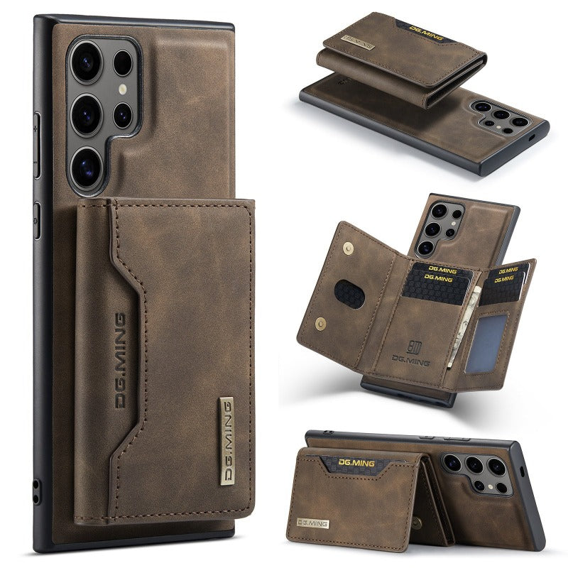 2 in 1 magnetische abnehmbare Leder-Brieftaschenhülle mit Kartenfach für Samsung Galaxy S24 S23