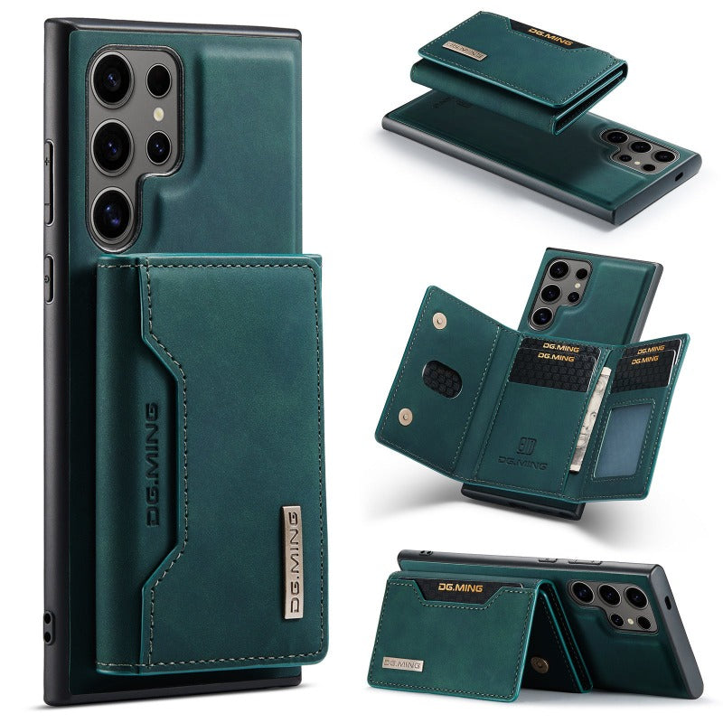 2 in 1 magnetische abnehmbare Leder-Brieftaschenhülle mit Kartenfach für Samsung Galaxy S24 S23