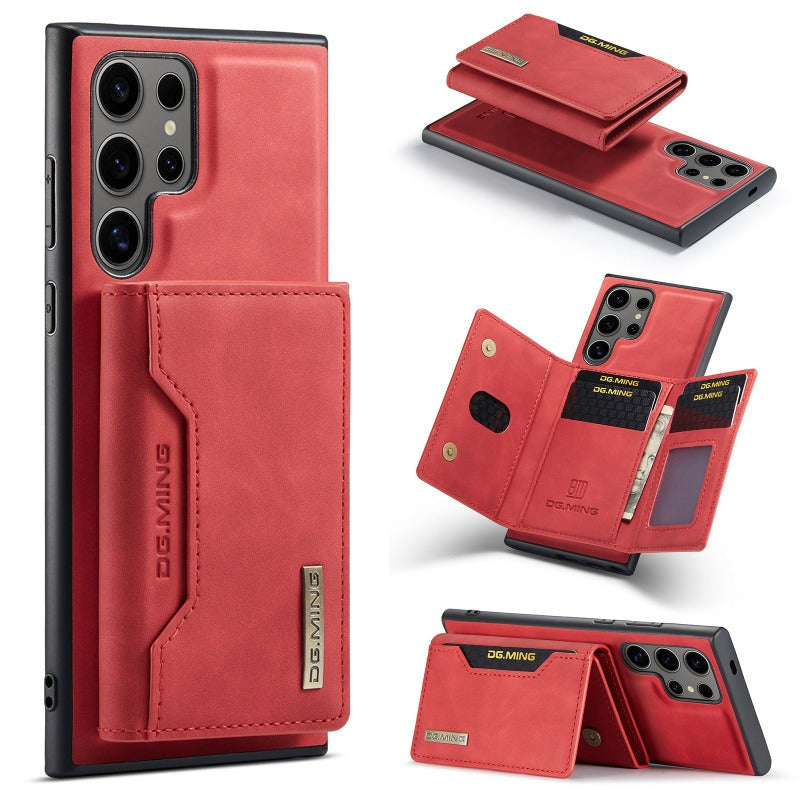 2 in 1 magnetische abnehmbare Leder-Brieftaschenhülle mit Kartenfach für Samsung Galaxy S24 S23