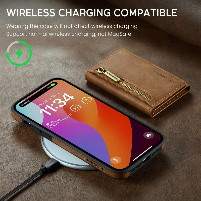 2 in 1 abnehmbare magnetische Leder-Geldbörse Handyhülle mit Kartenhalter für das iPhone