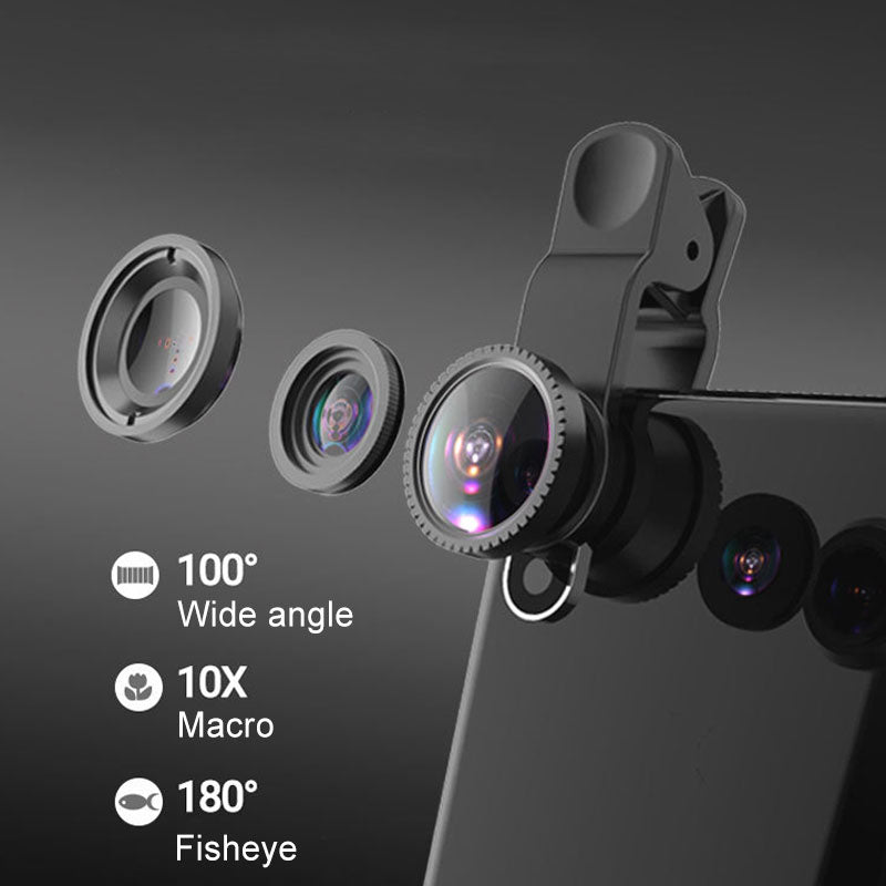 3 in 1 Clip on 180 Grad Fish Eye Linse