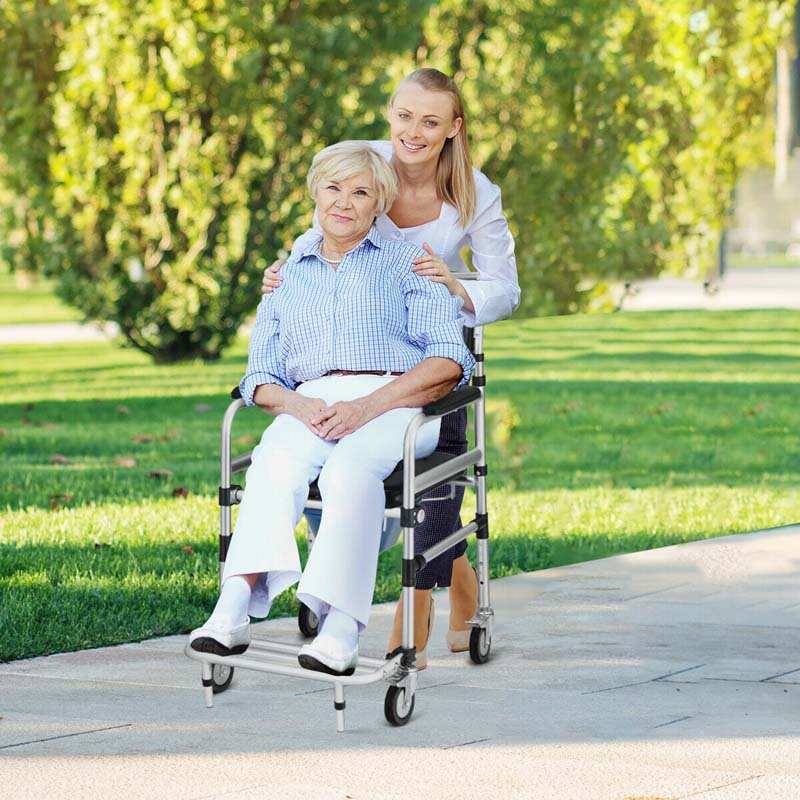 2-in-1 Dusch- & Toilettenrollstuhl – Faltbarer Pflegestuhl mit Eimer