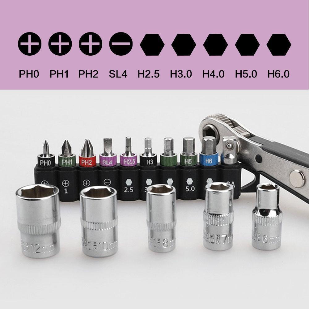 16-teiliges Multi-Purpose Mini-Ratschen-Schraubenschlüssel-Bit-Set