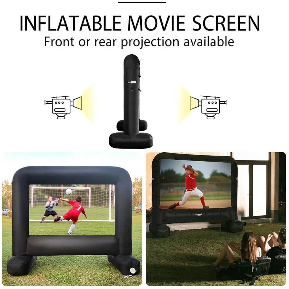 Outdoor Movie Screen & Projector Set - 120-Inch Inflatable Screen with HD Projector for Backyard Movie Nights & Events