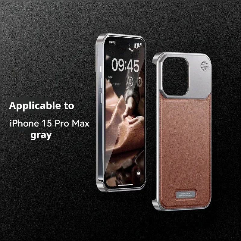 2in1 Aluminiumlegierung Aromatherapie Magnetische Parfümkühlung Leder Handyhülle für iPhone
