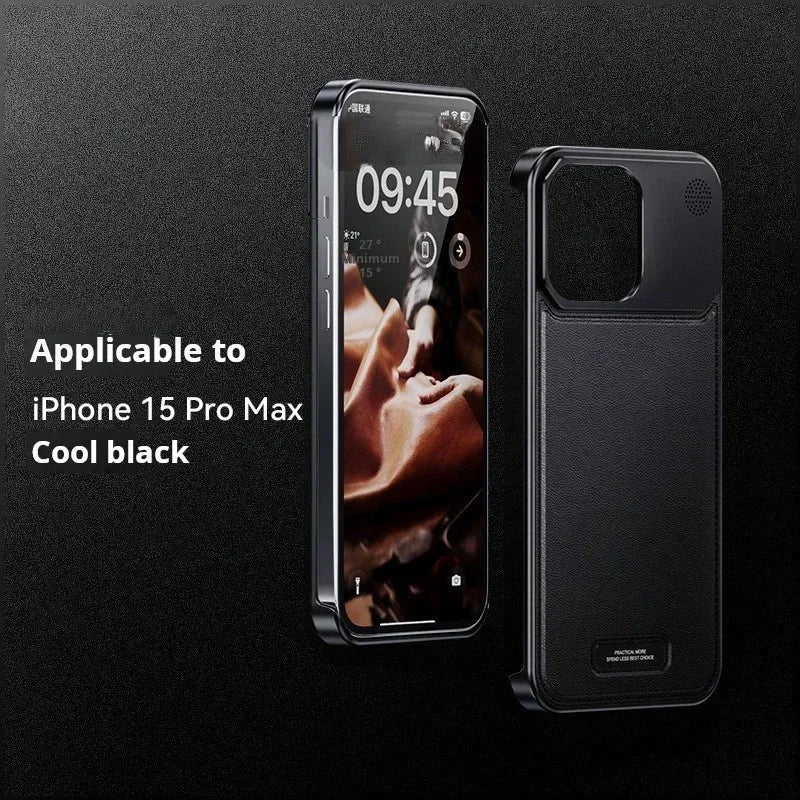 2in1 Aluminiumlegierung Aromatherapie Magnetische Parfümkühlung Leder Handyhülle für iPhone