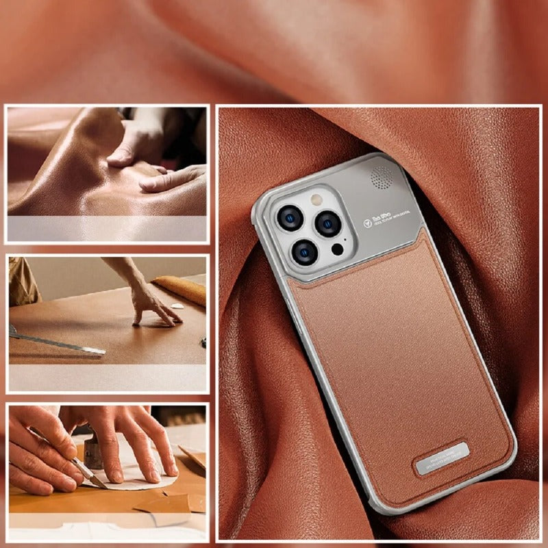 2in1 Aluminiumlegierung Aromatherapie Magnetische Parfümkühlung Leder Handyhülle für iPhone