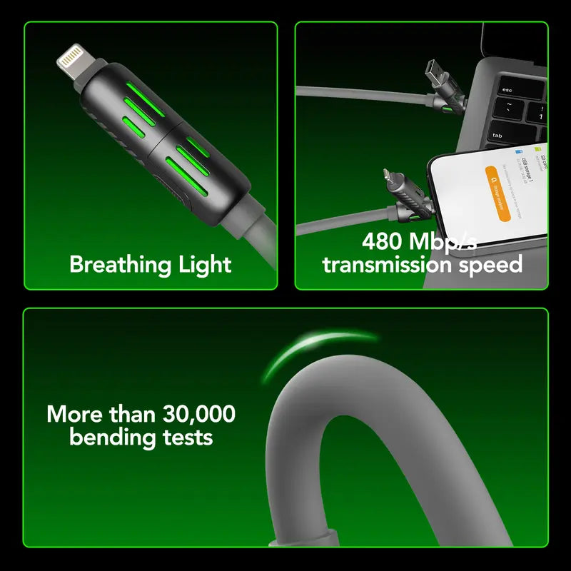 240W 4-in-1 Datenkabel mit bunten Arbeitslichtern