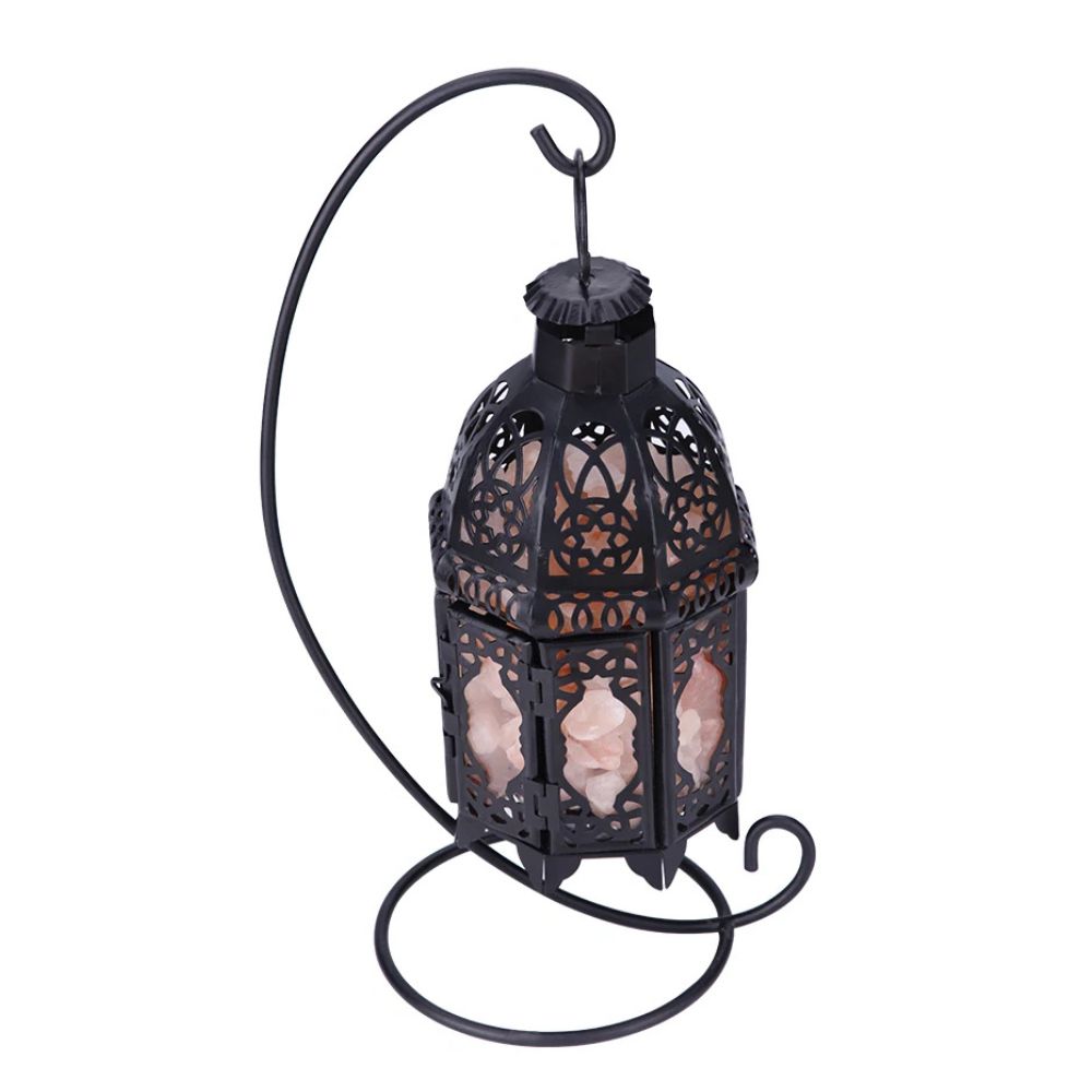 Vintage Iron Salt Rock Tabletop Lamp