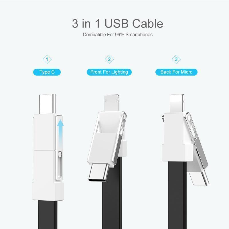 3-in-1 Schlüsselanhänger Daten-Sync-Ladekabel