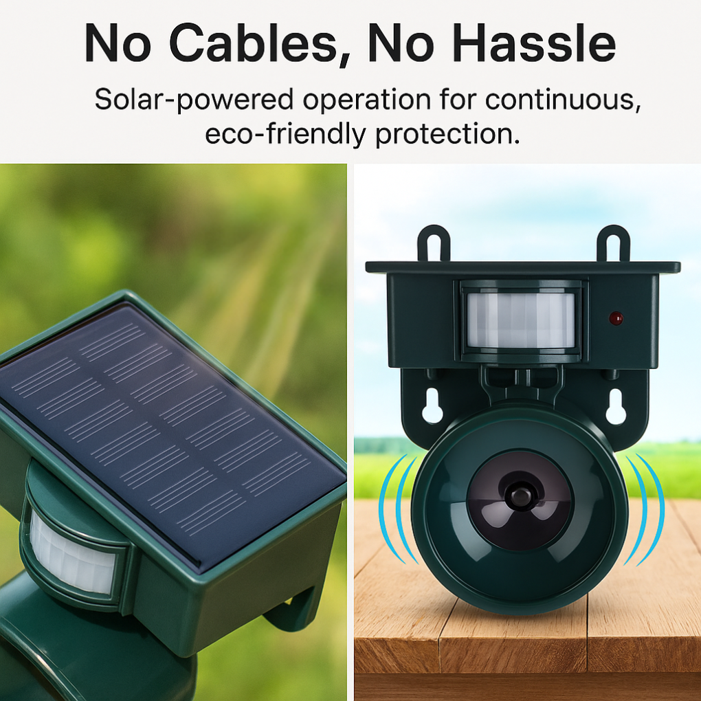 Motion Sensor Bird Deterrent | Effective Pigeon Repeller with Sound Scarer for Gardens & Outdoor Spaces