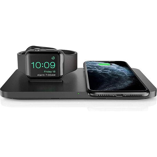 Seneo – 2-in-1 kabelloses Ladepad – mobile Dockstation – kabelloses Ladegerät mit iWatch-Ständer – Ladestation – Dockingstation (ohne iWatch-Ladekabel)