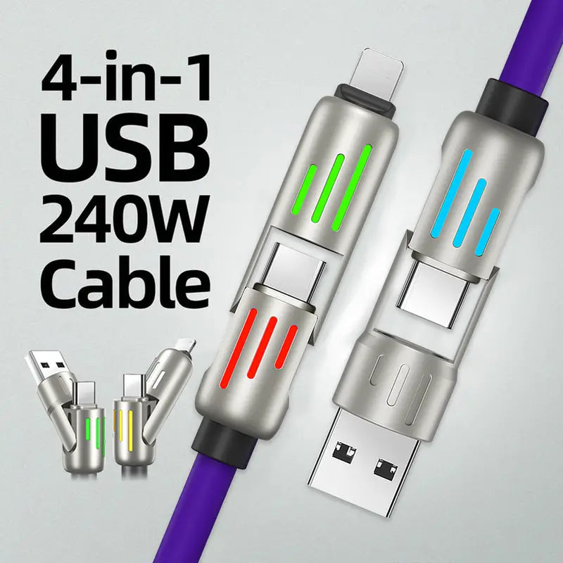 240W 4-in-1 Datenkabel mit bunten Arbeitslichtern