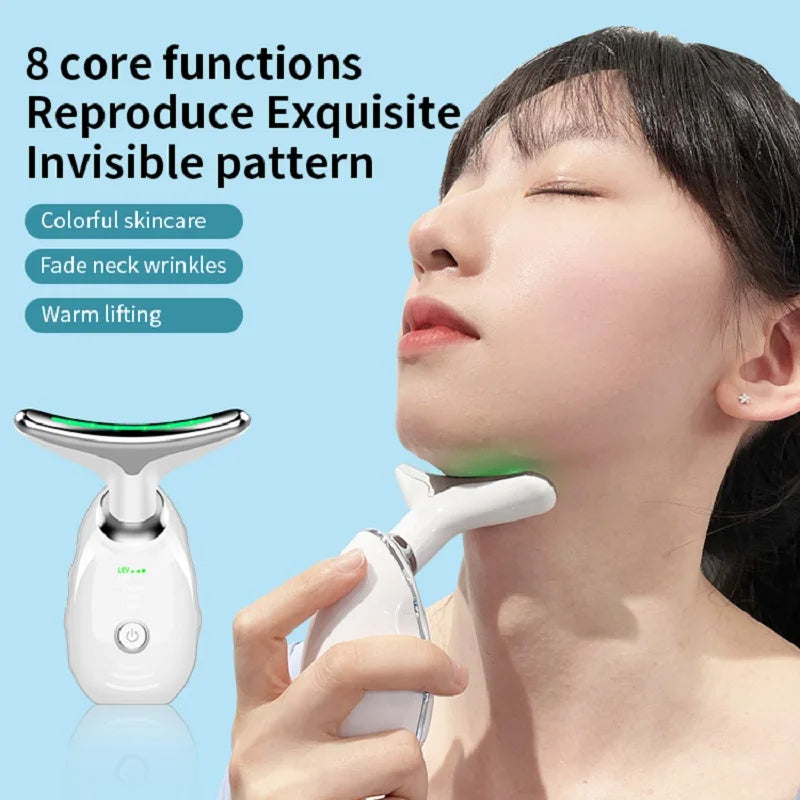 LED Photonen Therapie für Nacken und Gesicht Beauty Device zur Hautstraffung Doppelkinn Reduzierung und Falten Entfernung