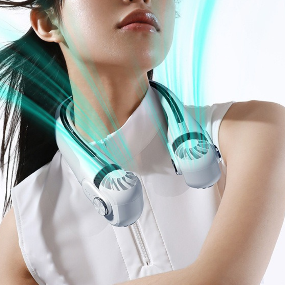 Rechargeable Personal Neck Cooling Fan | Lightweight, Adjustable Speed & Hands-Free Design for Outdoor Activities