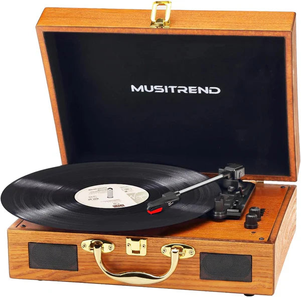 Vintage Suitcase-Style Vinyl Turntable Record Player
