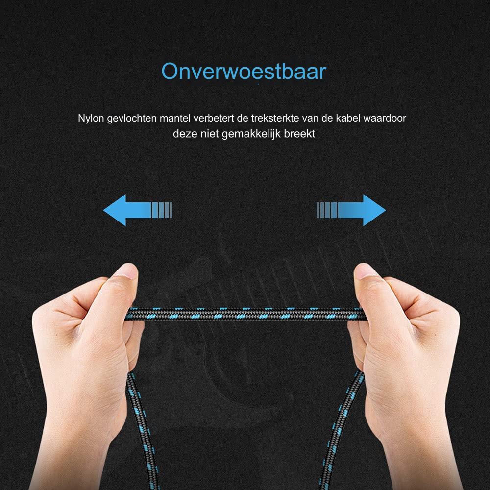 3 m – geflochtenes Premium-Gitarrenkabel – für professionellen Sound – langes Kabel – langlebiges und flexibles Design – rechtwinklige bis gerade Anschlüsse für optimale Anschlussflexibilität – erhältlich in Schwarz und Blau für stilvolle Musiker