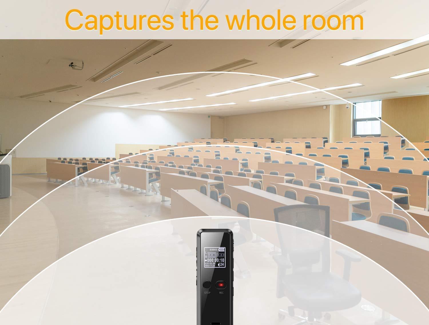 Professional Digital Voice Recorder | Audio Sound Recorder | Auto Saving Files with Built-in Speaker