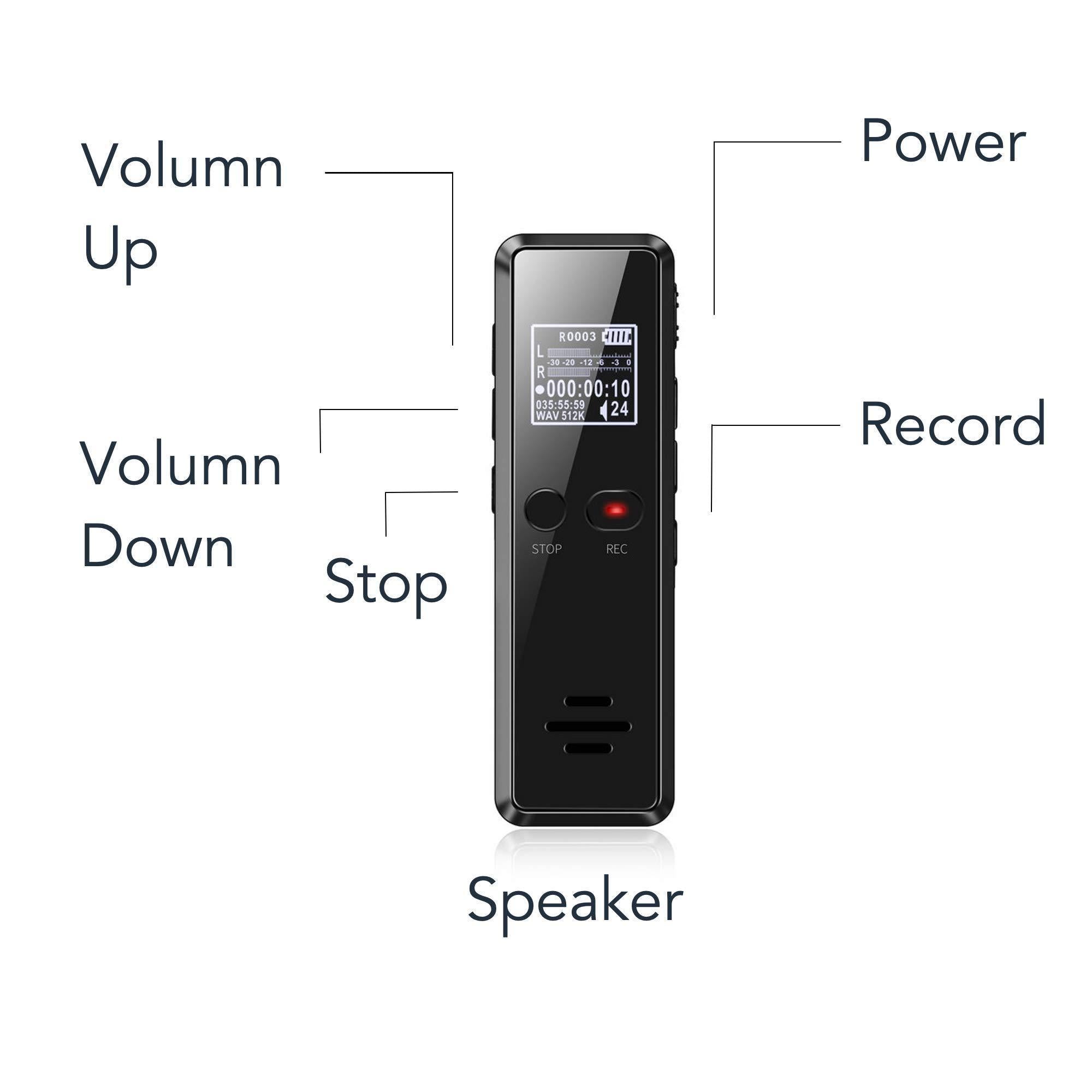 Professional Digital Voice Recorder | Audio Sound Recorder | Auto Saving Files with Built-in Speaker
