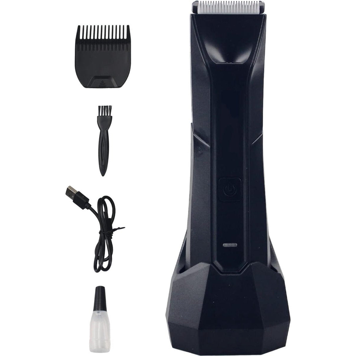 Professioneller Haarschneider mit Ladestation – Rasierer – Bartschneider – Elektrischer Trimmer für Männer – 0 bis 3,5 mm – USB wiederaufladbar – Haar- und Bartschneider – IPX5 wasserdicht – mit LED-Licht – Schwarz
