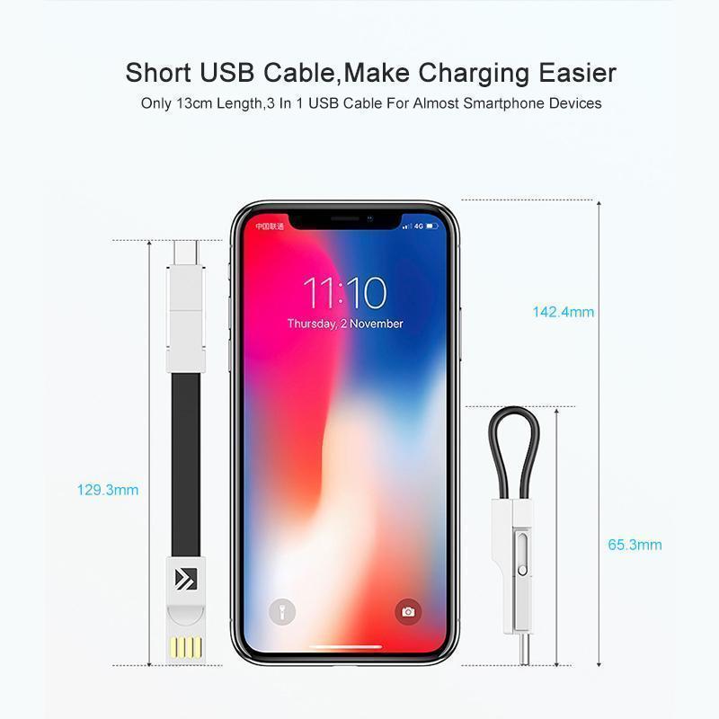 3-in-1 Schlüsselanhänger Daten-Sync-Ladekabel