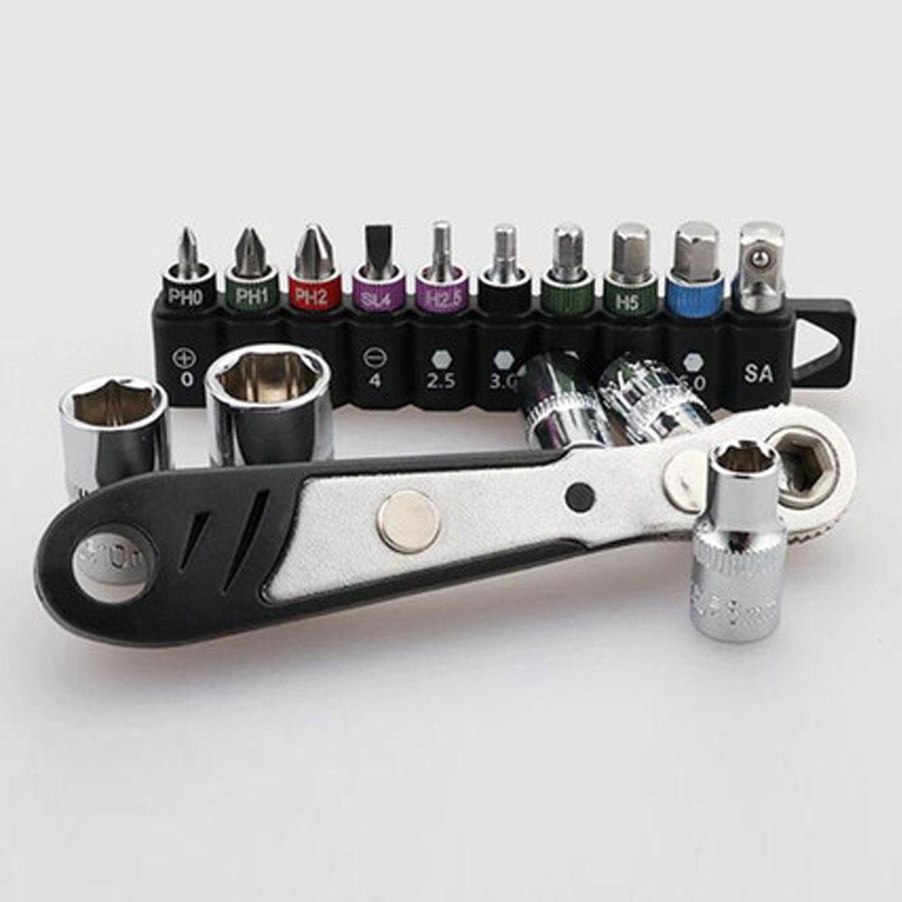 16-teiliges Multi-Purpose Mini-Ratschen-Schraubenschlüssel-Bit-Set
