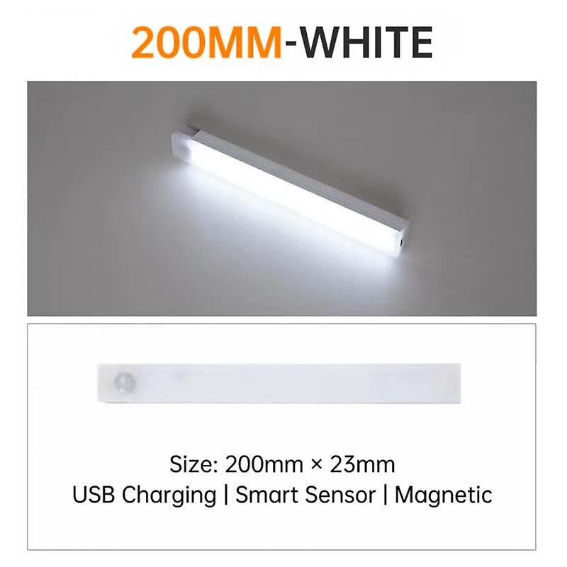Wiederaufladbares magnetisches LED-Nachtlicht – 20 cm – mit Bewegungssensor in Weiß – intelligente kabellose Beleuchtung mit menschlichem Körpersensor, ideal für Schränke und Küchen, über USB wiederaufladbar für einfache und effiziente Beleuchtung