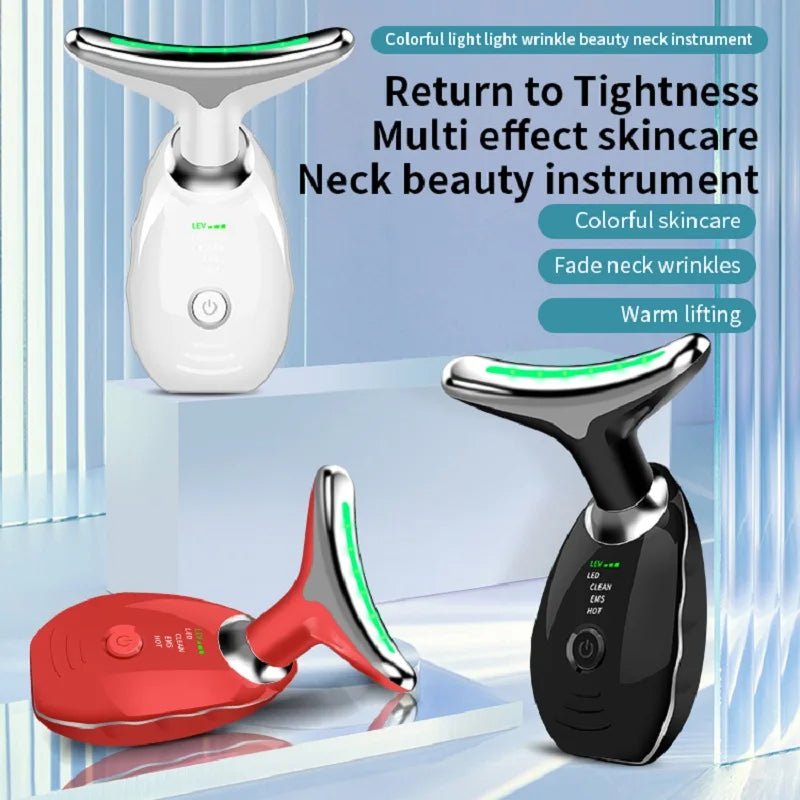 LED Photonen Therapie für Nacken und Gesicht Beauty Device zur Hautstraffung Doppelkinn Reduzierung und Falten Entfernung