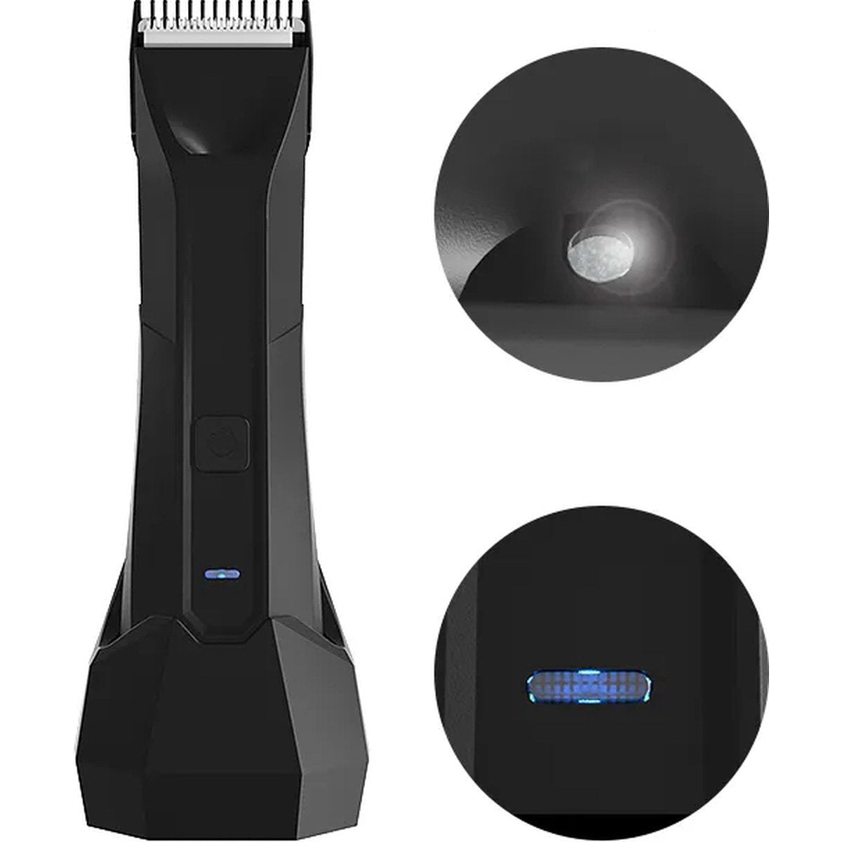 Professioneller Haarschneider mit Ladestation – Rasierer – Bartschneider – Elektrischer Trimmer für Männer – 0 bis 3,5 mm – USB wiederaufladbar – Haar- und Bartschneider – IPX5 wasserdicht – mit LED-Licht – Schwarz