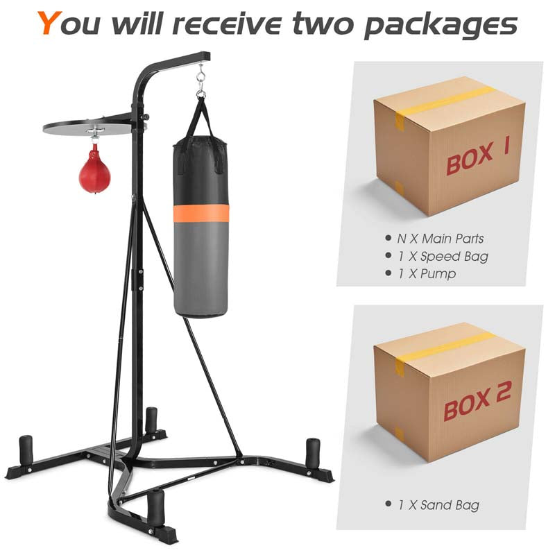 2-in-1 Boxständer mit Sandsack & Speedball – Höhenverstellbar & Stabil