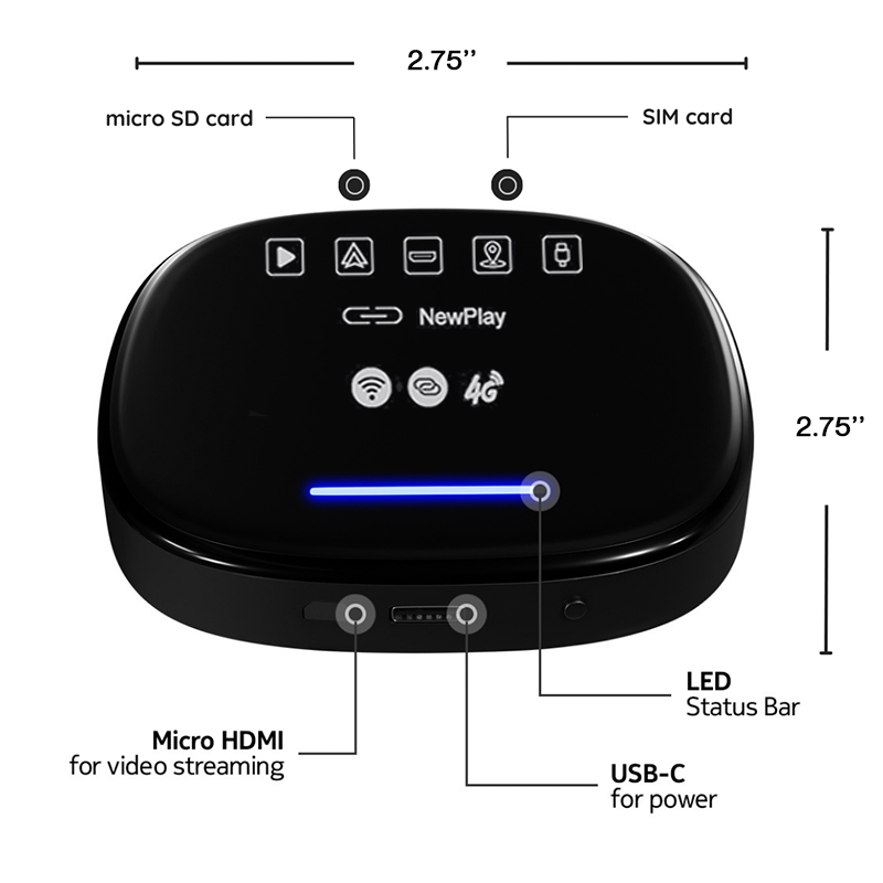 2023 Wireless Android Auto/CarPlay Adapter Streaming Multimedia Box mit HDMI & 4G SIM