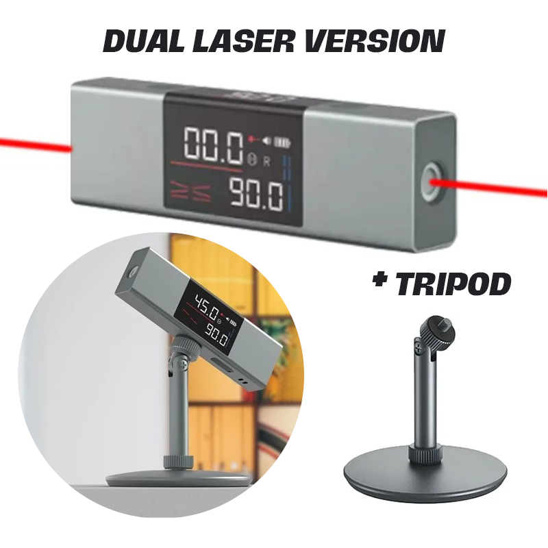 2 In 1 Winkelmesser Digital Multifunktionaler Laser Wasserwaage Werkzeug Metall mit Stativ