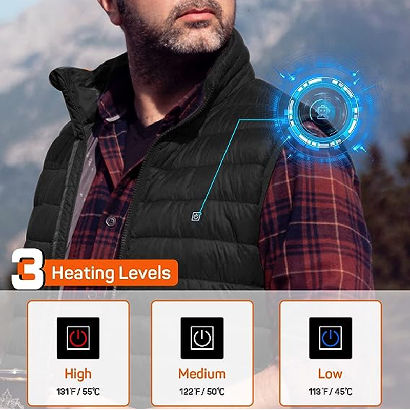 3 Heizstufen USB Leichte Elektrische Heizjacke Unisex Heizjacke