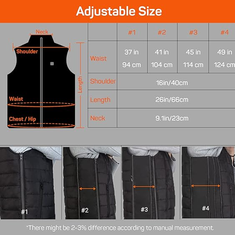 3 Heizstufen USB Leichte Elektrische Heizjacke Unisex Heizjacke