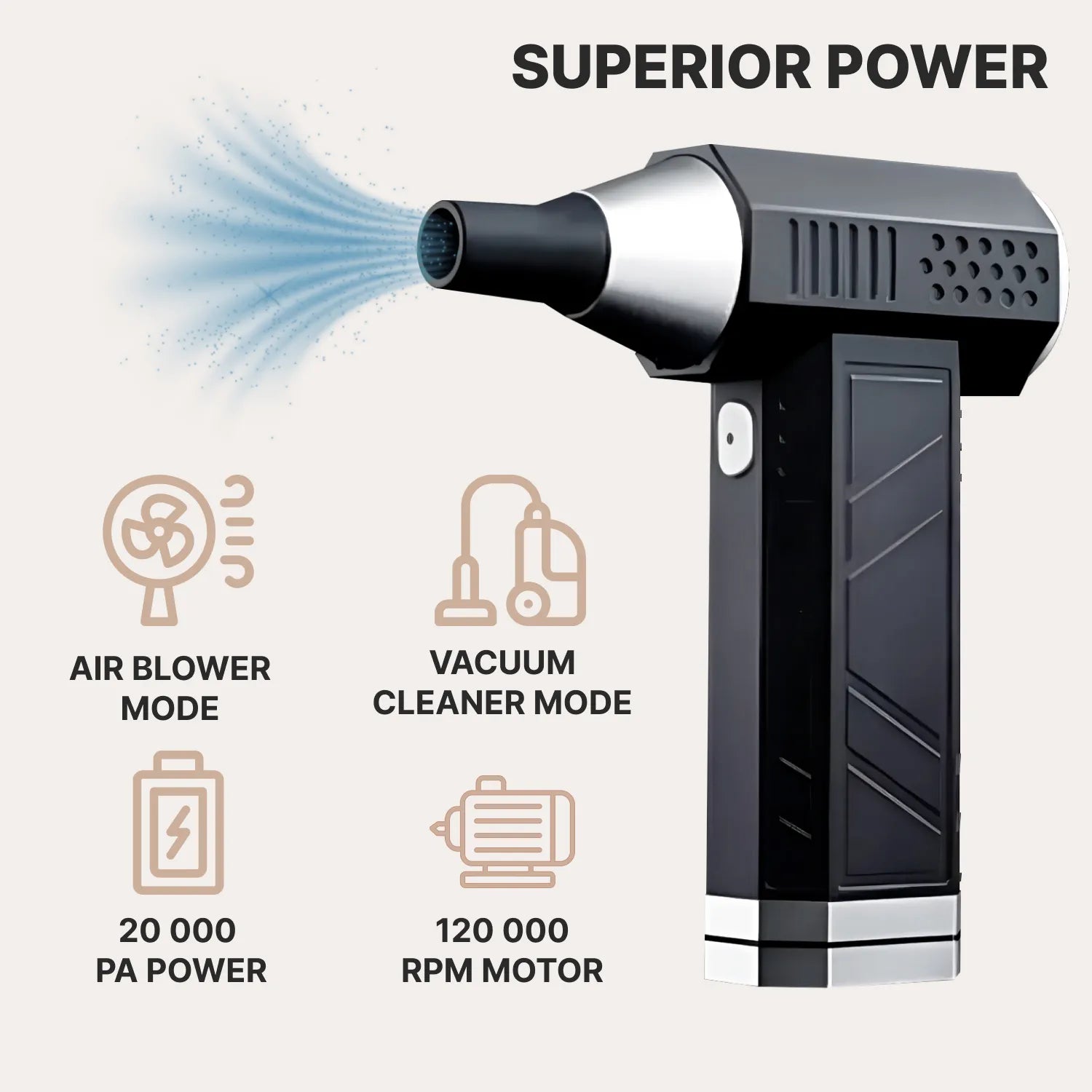 Portable Car Vacuum Cleaner | Wireless, Lightweight & Versatile for Home, Garage & Auto Cleaning