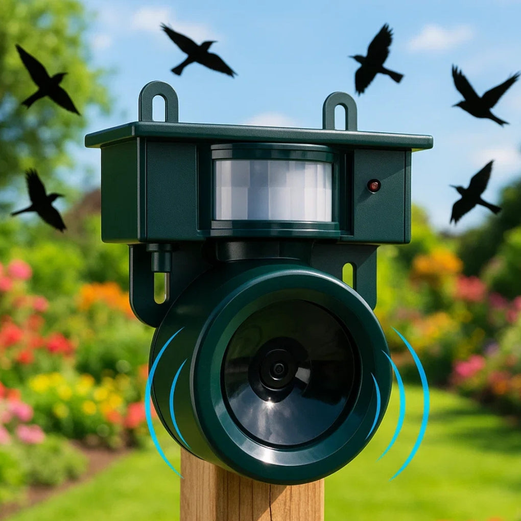 Motion Sensor Bird Deterrent | Effective Pigeon Repeller with Sound Scarer for Gardens & Outdoor Spaces