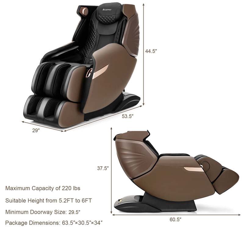3D Shiatsu Massagesessel mit 55" SL-Track & Zero Gravity
