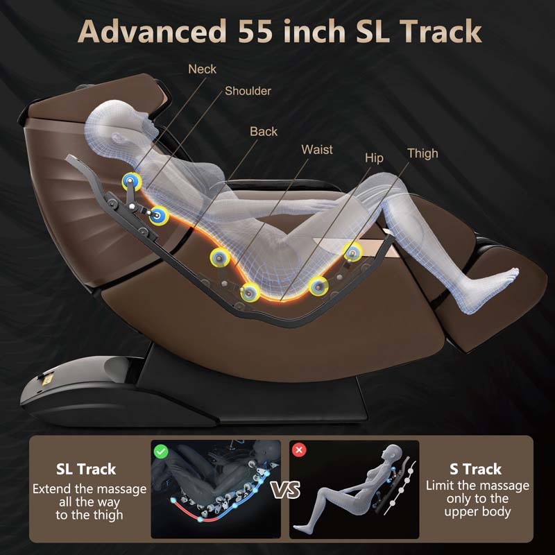 3D Shiatsu Massagesessel mit 55" SL-Track & Zero Gravity