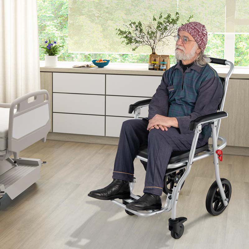 4-in-1 Bedside Commode Wheelchair – Foldable Shower & Toilet Chair