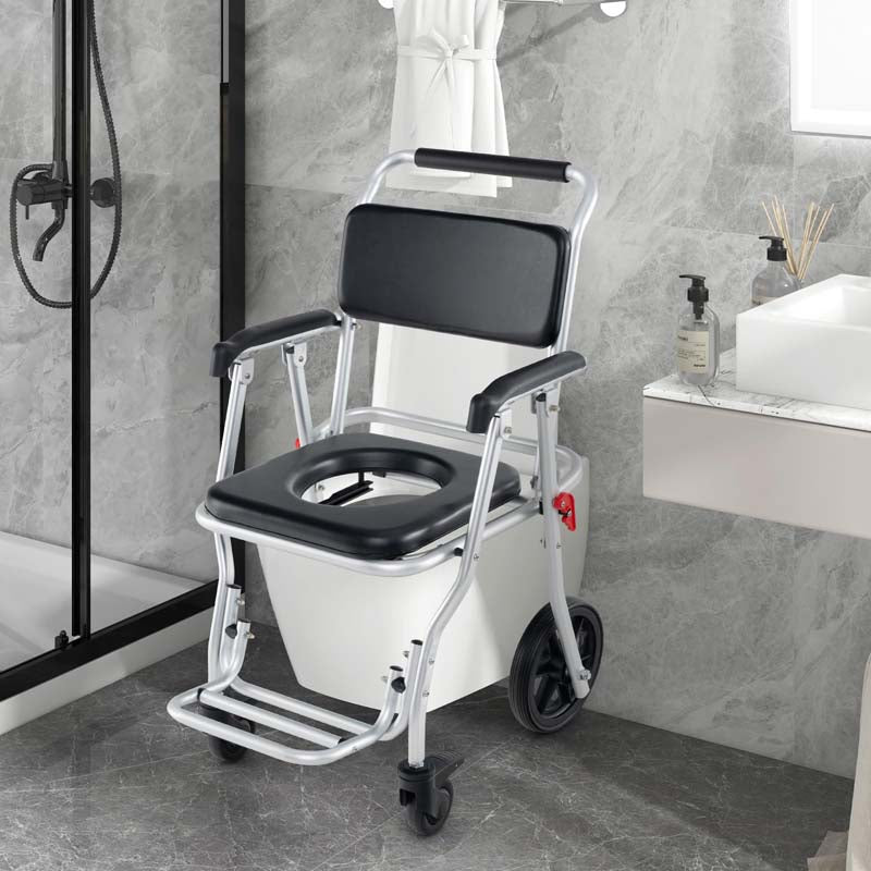 4-in-1 Bedside Commode Wheelchair – Foldable Shower & Toilet Chair