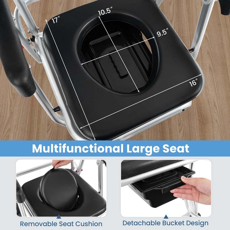4-in-1 Bedside Commode Wheelchair – Foldable Shower & Toilet Chair
