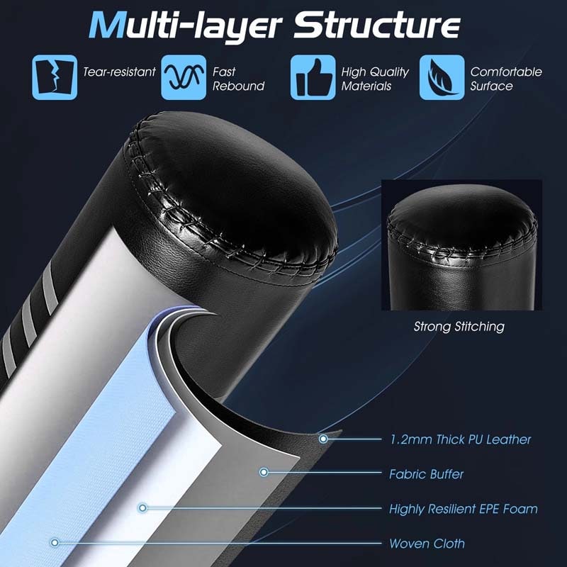70" Freistehender Boxsack 100 kg mit Stoßdämpfer, 12 Saugnapf-Basis und Boxhandschuhen