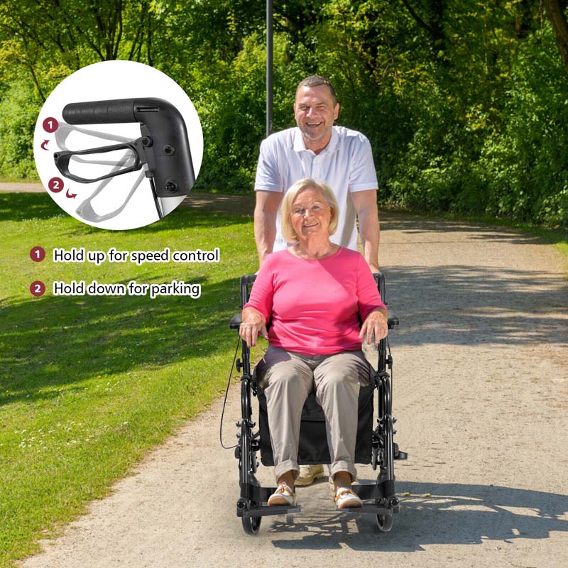 2-in-1 Rollator & Rollstuhl – Faltbare Gehhilfe mit Bremse, Rückenlehne & höhenverstellbarem Griff